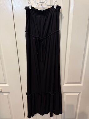 NWOT LOFT Black strapless Maxi Dress with Elastic Drawstring Waist Sz Small